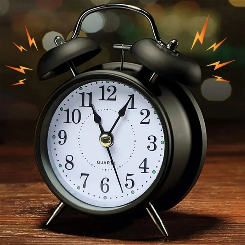 

Маленький металлический будильник с колокольчиком 3 дюйма, беззвучный прикроватный большой звонок для ленивых, мультяшная детская креатив...
