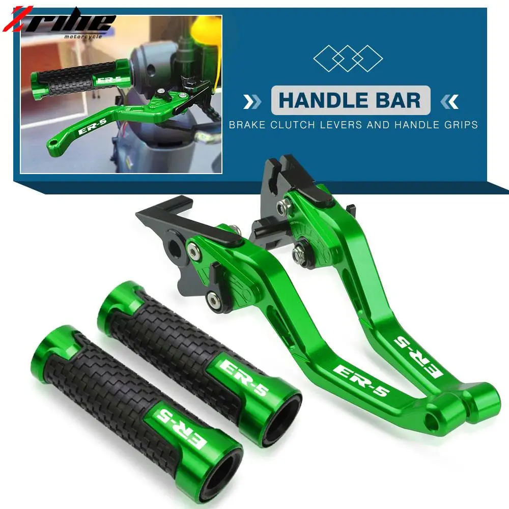 

Motorcycle Accessories CNC Short Brake Clutch Levers 78'' 22MM Handlebar Knobs Handle Hand Grips For KAWASAKI ER-5 ER5 2004 2005