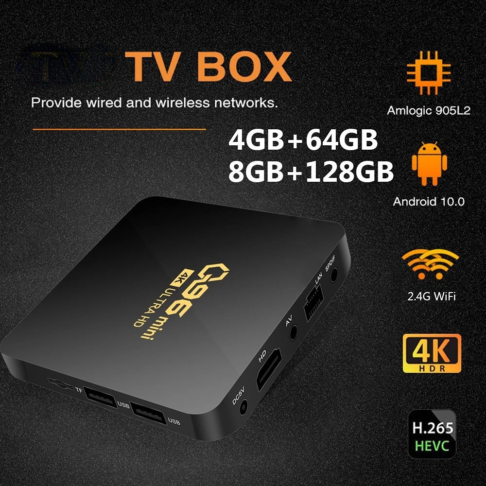 

2022 новейшая Мини Смарт ТВ-приставка Q96 Android 10,0 четырехъядерный Amlogic S905L2 2,4G WIFI 4K телеприставка медиаплеер H.265 домашний кинотеатр