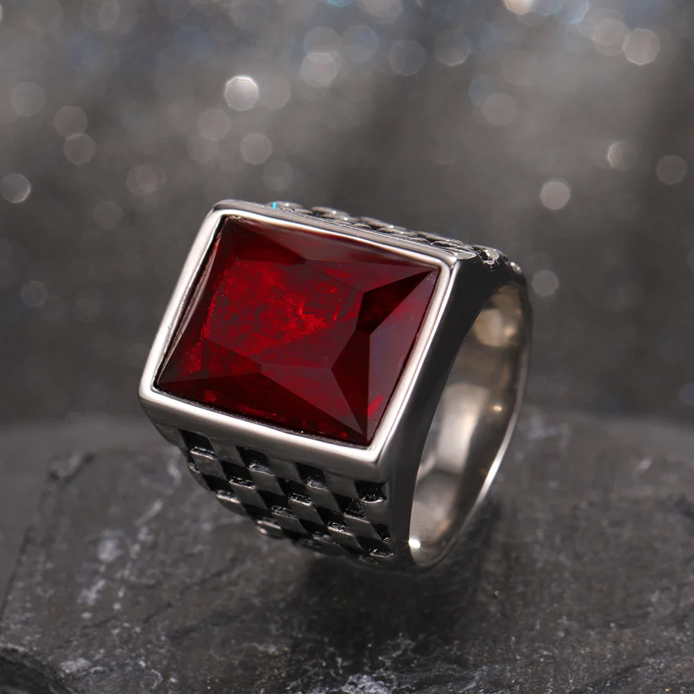 

Cool Men Antique Red Ruby Stone Crystals Women Punk Mystery Opening Finger Rings Jewelry