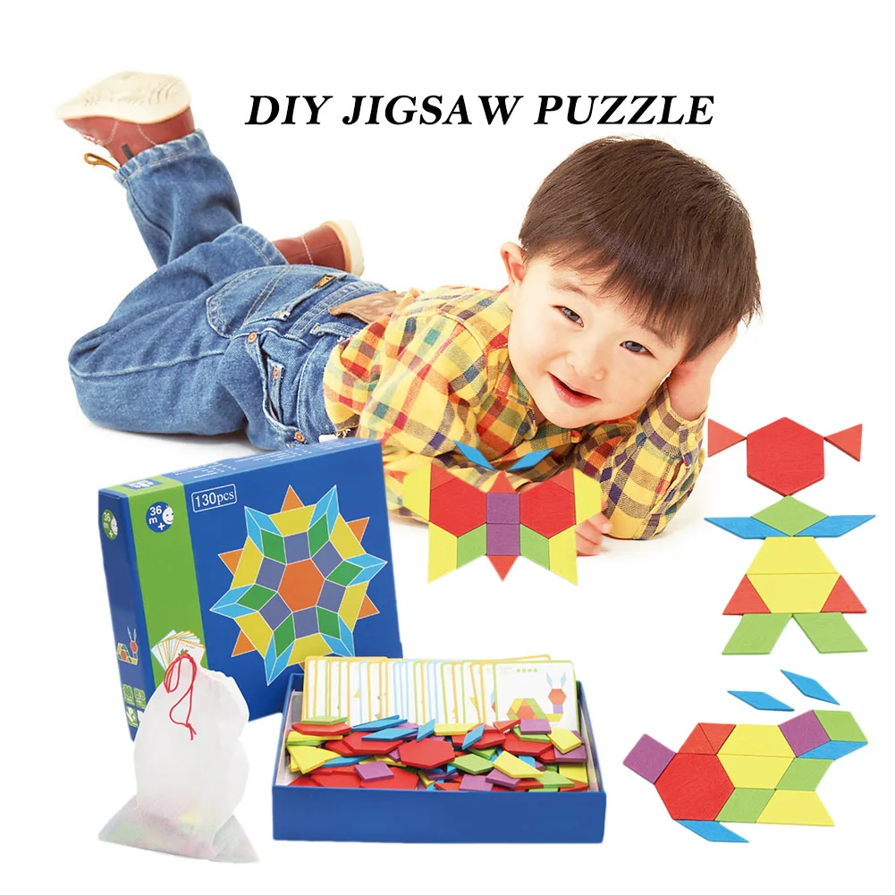 

Wooden Jigsaw Puzzle Board Set Rich in Color Benefiting Eyes Development Creative DIY Tangram Baby Learning Developing Toy