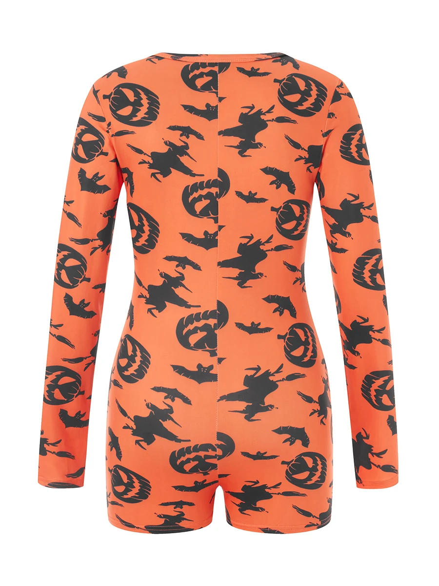 

Женские пижамы на Хэллоуин с принтом медведя тыквы с длинным рукавом Комбинезоны для отдыха шорты мягкая одежда для сна для ночного белья