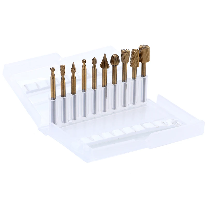 

10pcs 3mm Shank Rotary Burr Set Rotary File Drill Bits Engraving Cutter Wood Tool Grinding Polishing Head Mill Cutter Attachment