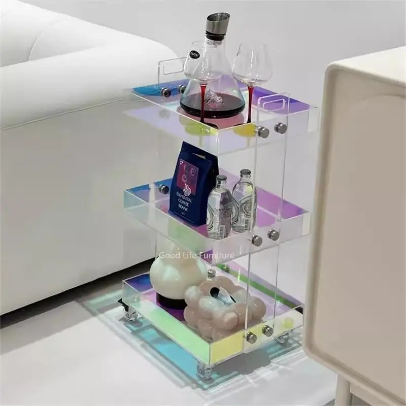 Акриловая тележка средний стеллаж для хранения с колесами можно перемещать по