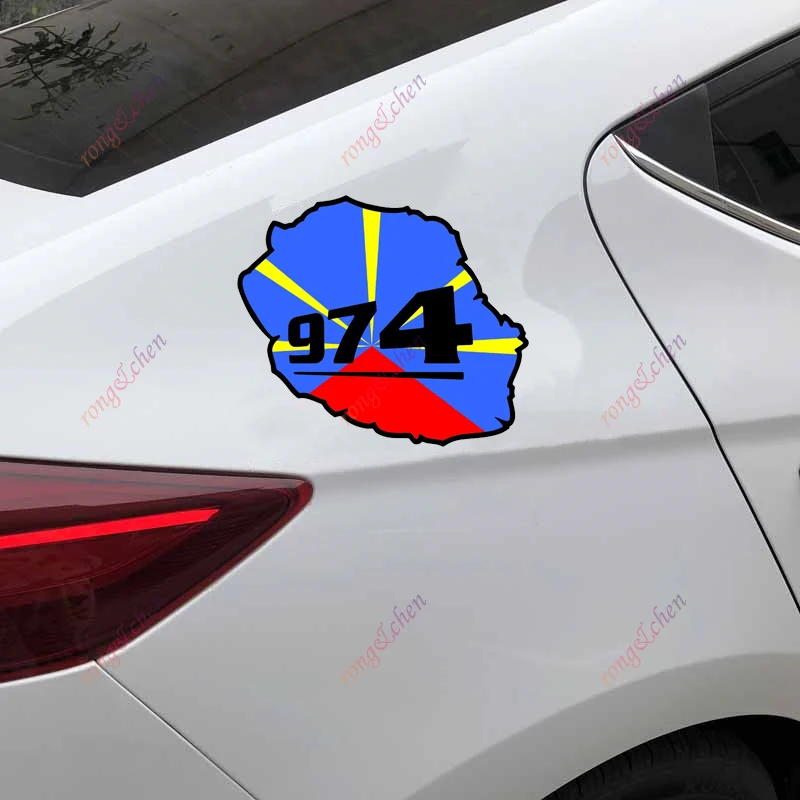 Карта флага креативные автомобильные стикеры Reunion Island 974 для автомобиля
