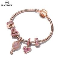 2022 new rose gold charm ladies bracelet diy crystal hot air balloon and peach heart pendant boutique girlfriend bracelet gifts