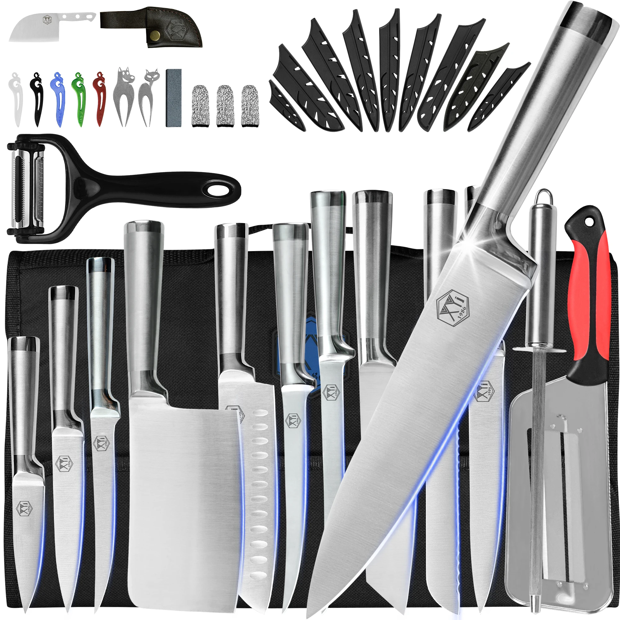 

11-дневная Овощечистка с заточкой, инструмент для овощей из нержавеющей стали, шеф-повар, нарезка хлеба, сантоку, универсальный нож для чистки Овощей