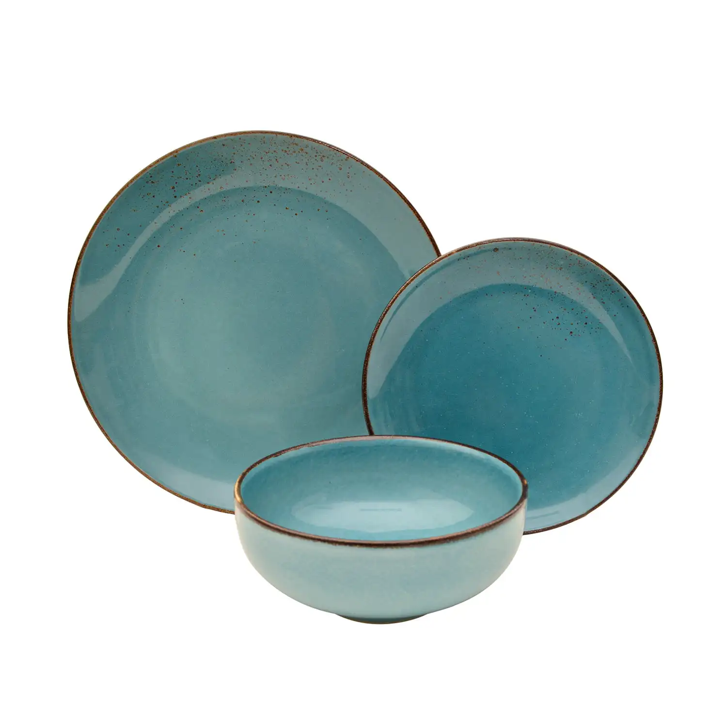 

222 Fifth Reactive Glaze Aqua 12 Piece Dinnerware Setcomplete tableware set