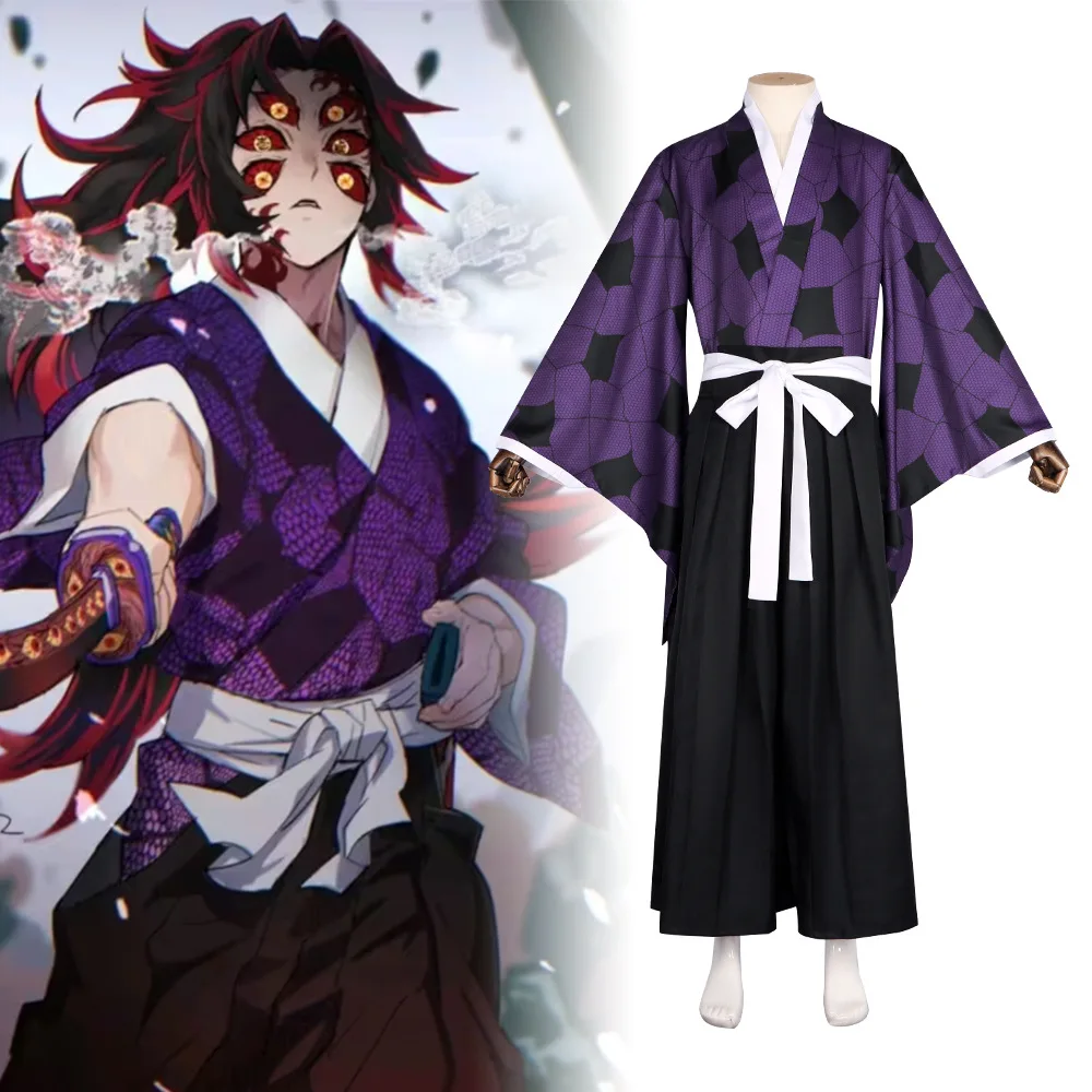 

Kokushibo Cosplay Anime Demon Slayer Cosplay Kimetsu No Yaiba Costume Clothes Wig Halloween Battle Suit Kimono for Anime Event