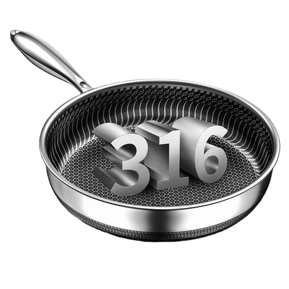 

Frying Pan 316 Stainless Steel Wok Pan Double-sided Honeycomb Skillet