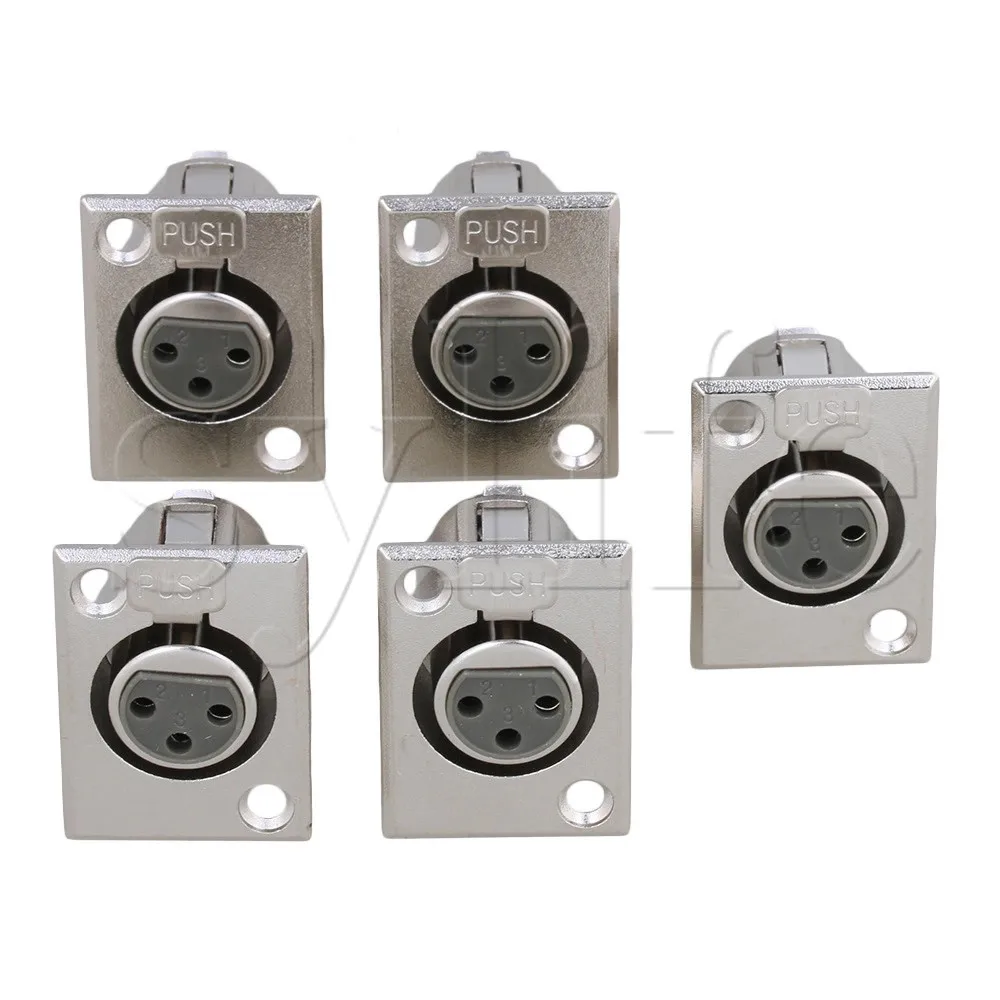 

5 шт. Женский Шасси Разъем 3-контактный разъем XLR Панель крепление разъем Никель Корпус