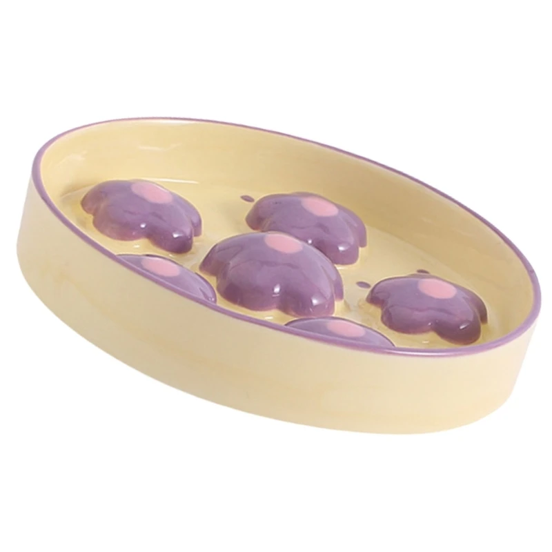 Миска для медленной подачи домашних животных кошек нарисованный вручную цветок