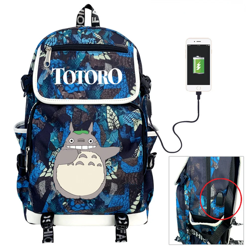 

Anime My Neighbour Totoro Canvas Backpack Leisure Breathable Charging School Bag Large Capacity Outdoor Travel Bag Laptop Bag