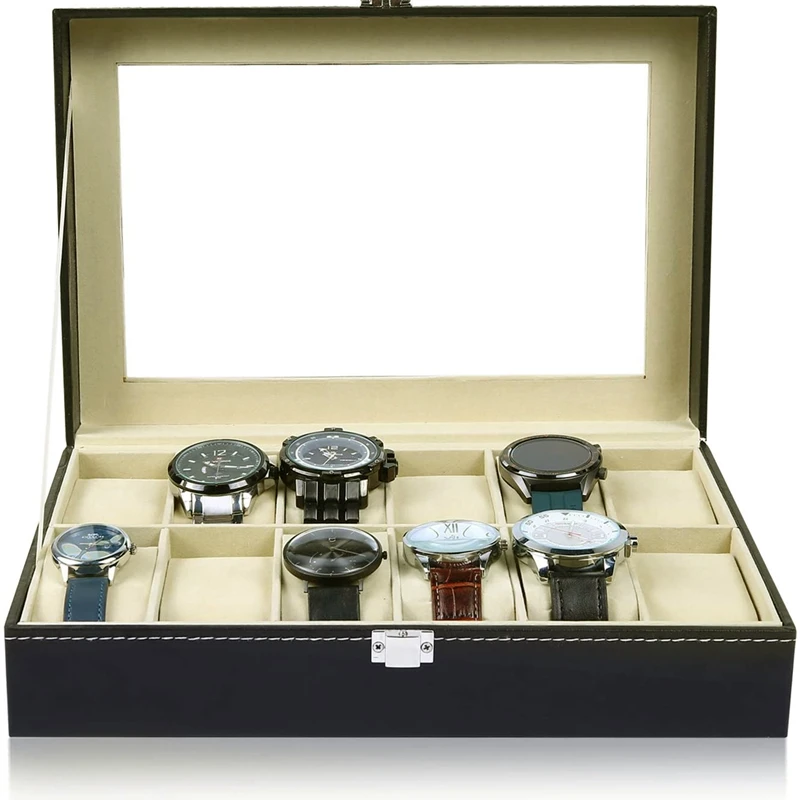Коробка-органайзер для часов из искусственной кожи с подушками мягкой |