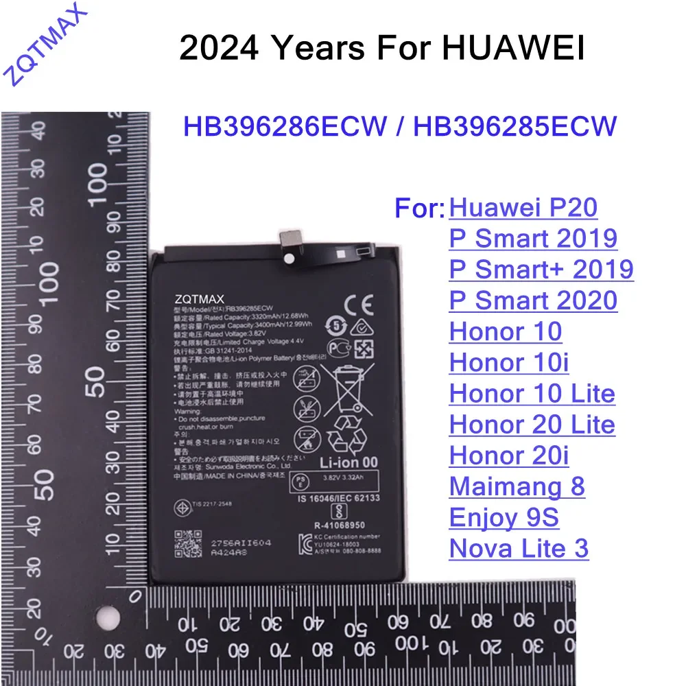Аккумулятор HB396286ECW HB396285ECW 3400 мАч для Huawei P Smart 2020 2019 Enjoy 9S Nova Lite 3 Maimang 8 Honor 10 20 10i 20i