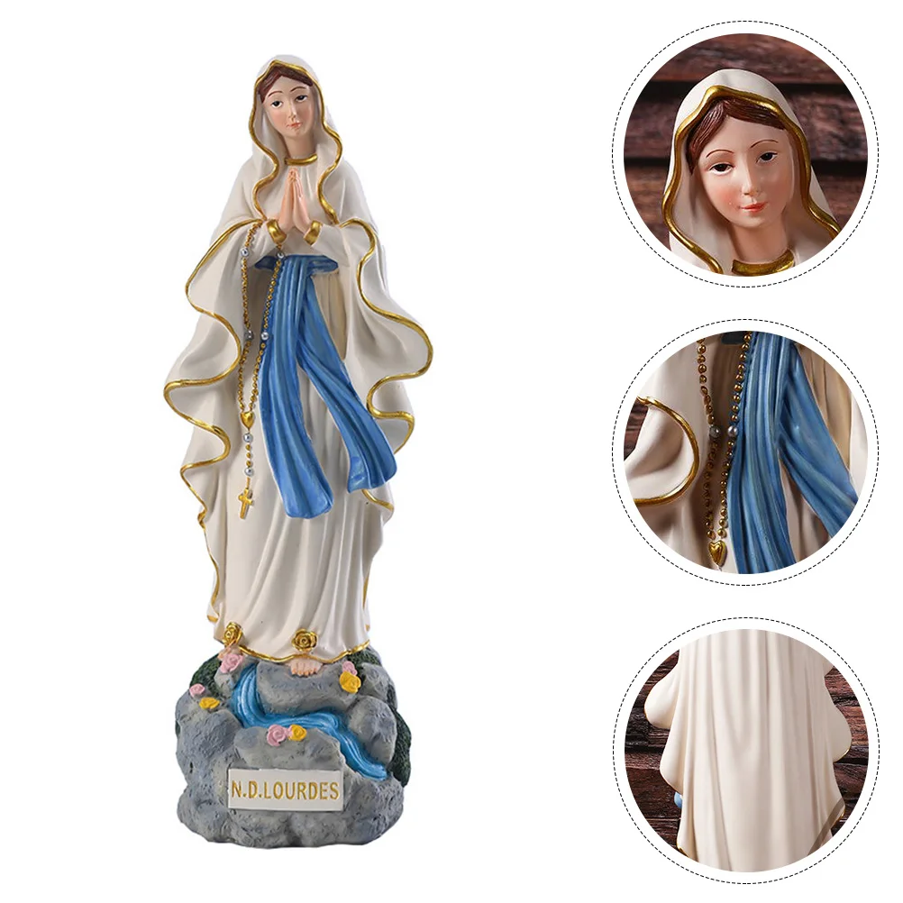 

Virgin Mary Statues Statue Catholicism Decoration Resin Ornament Desktop Religious Adornment Madonna Virgen Decor Guadalupe