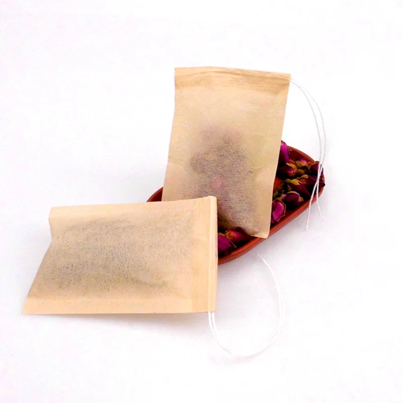 

100 шт. чайные пакетики, биоразлагаемые бумажные чайные пакетики из древесной целлюлозы на шнурке, экологически чистый натуральный фильтр дл...
