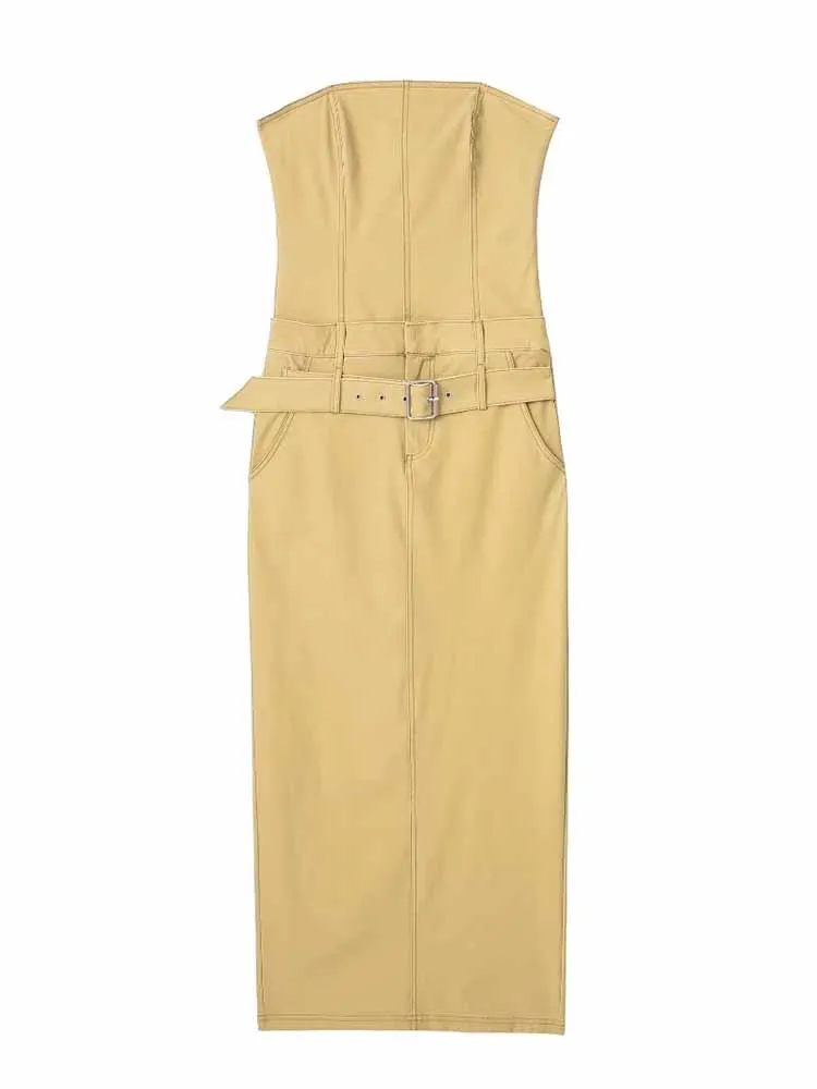 

Женское винтажное платье миди без рукавов, с открытой спиной и боковыми карманами