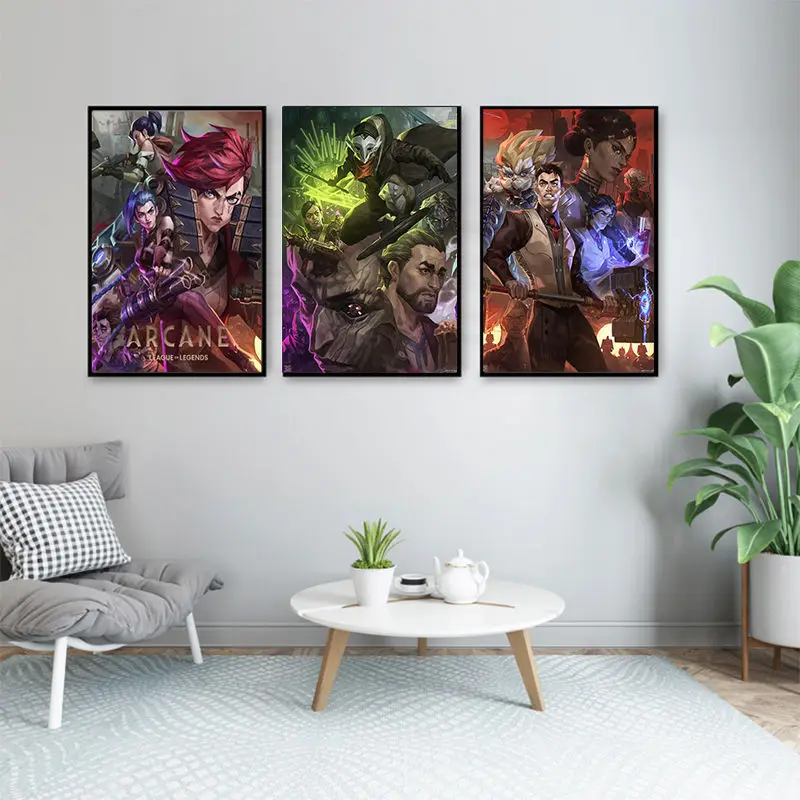 

Arcane Poster Canvas Painting Popular TV Series League of Legends for Living Room Bedroom Game Room Study Decorative Painting