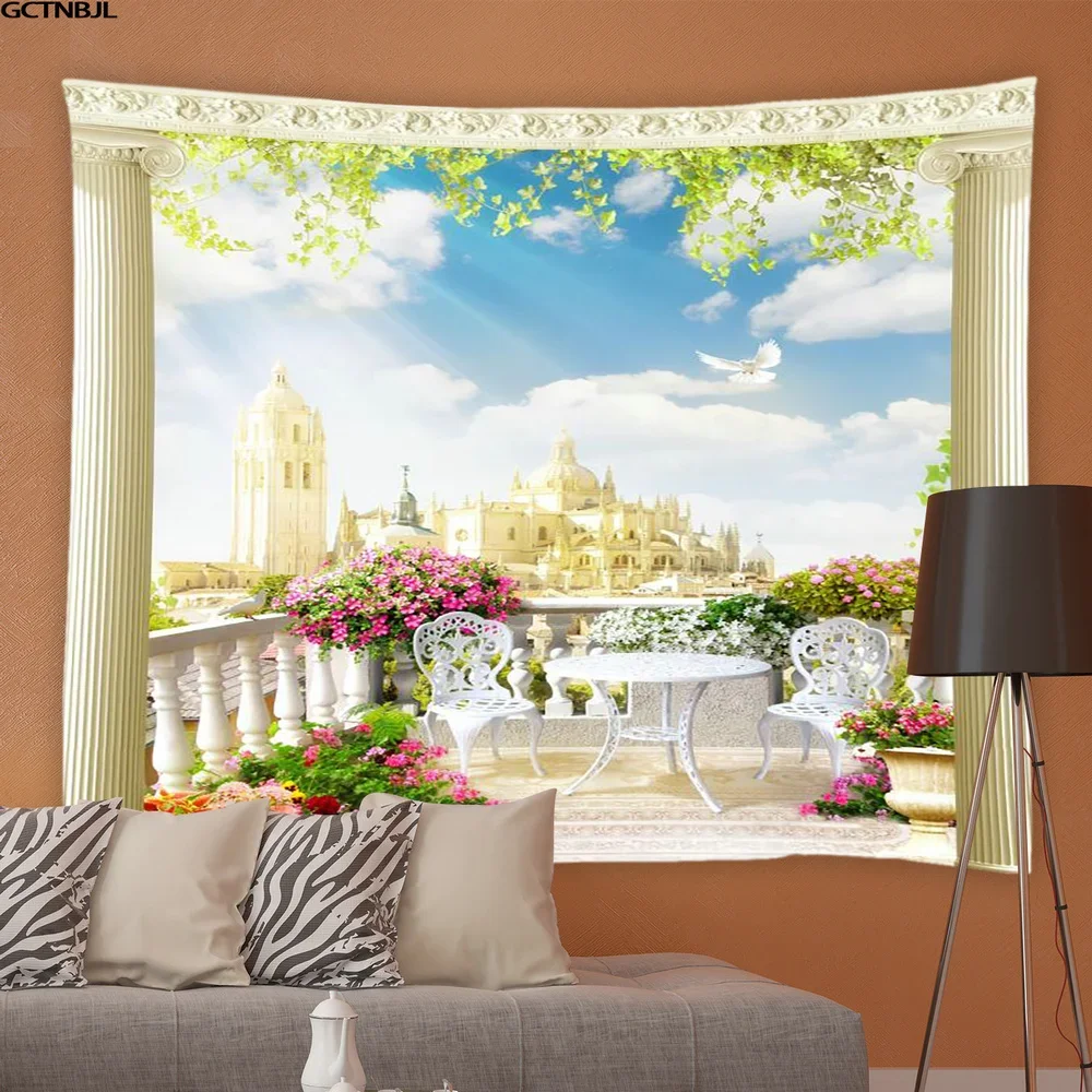 Настенная подвесная скатерть с природным пейзажем гор озер ткань для гостиной