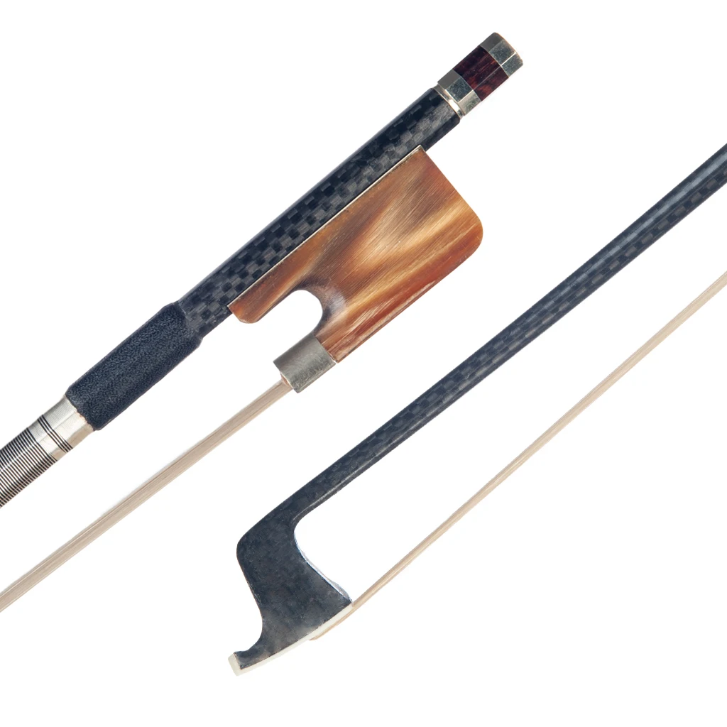 NAOMI Advanced Carbon Fiber 16'' Viola Bow Grid Carbon Fiber Stick Natural Horsehair W/ Ox Horn Frog Durable Use enlarge