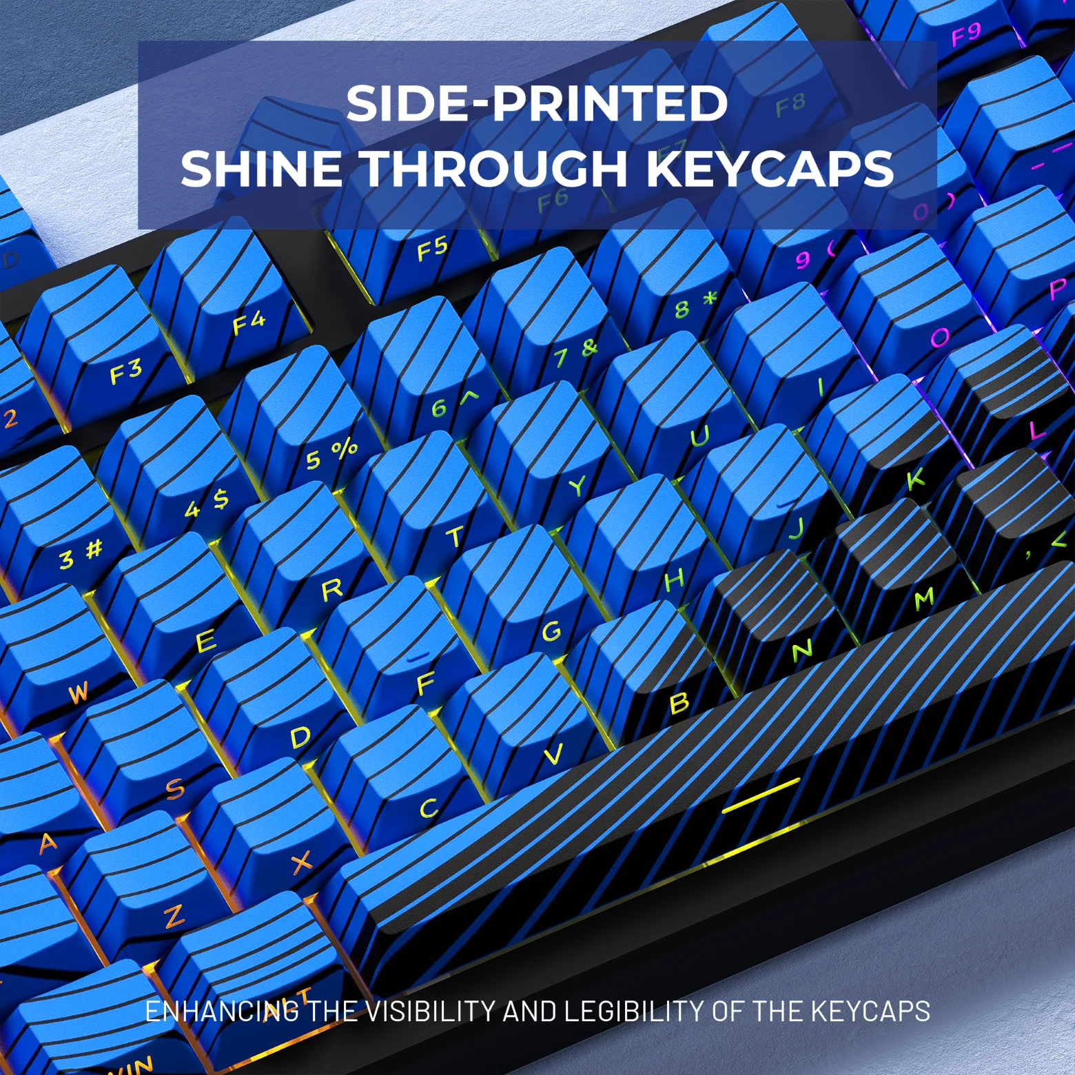 Колпачки для клавиш XVX Blue Contour Line двойная боковая печать вишневый профиль игровые