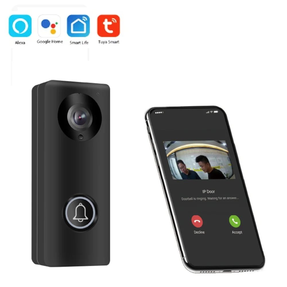 Tuya Smart Intelligence Wrieless Ip Unlock 1080P Video Intercom System Ring Doorbell Camera Night Vision Door Bell with Chime