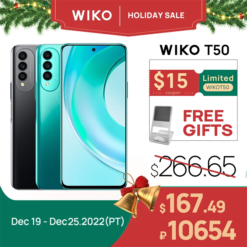 WIKO T50 Smartphone Helio G85 6GB RAM 128GB ROM 40W Fast Charge 64MP Triple Camera 6.6 Inch FHD+ Display Mobile Phones 2022