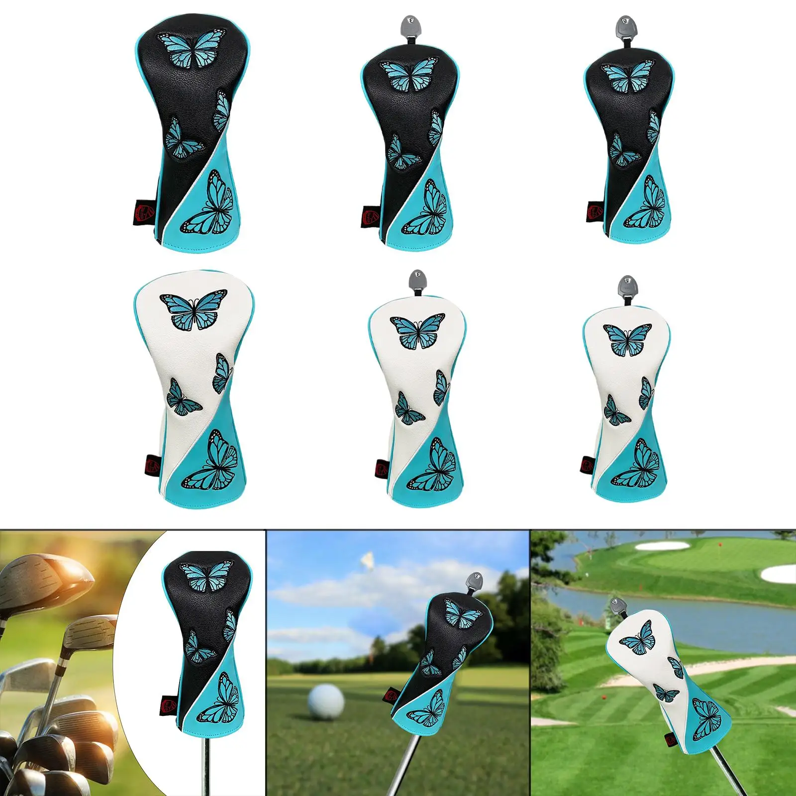 

Golf Wood Headcover Protector Butterfly Pattern Club Head Cover for Travel Transport Sports Accessories Golfer Gift