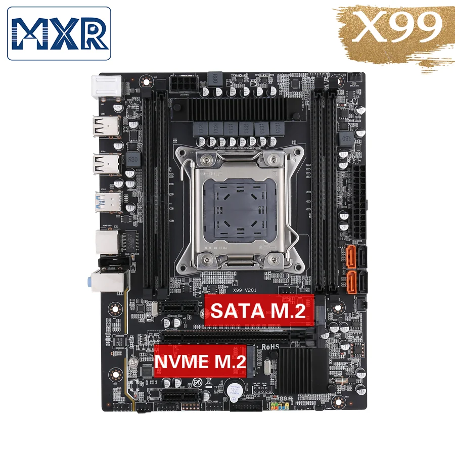 X99 Motherboard LGA2011-3 with dual M.2 NVME slot Support V3 V4 CPU DDR4 Memory ram four channels SATA3.0 USB3.0