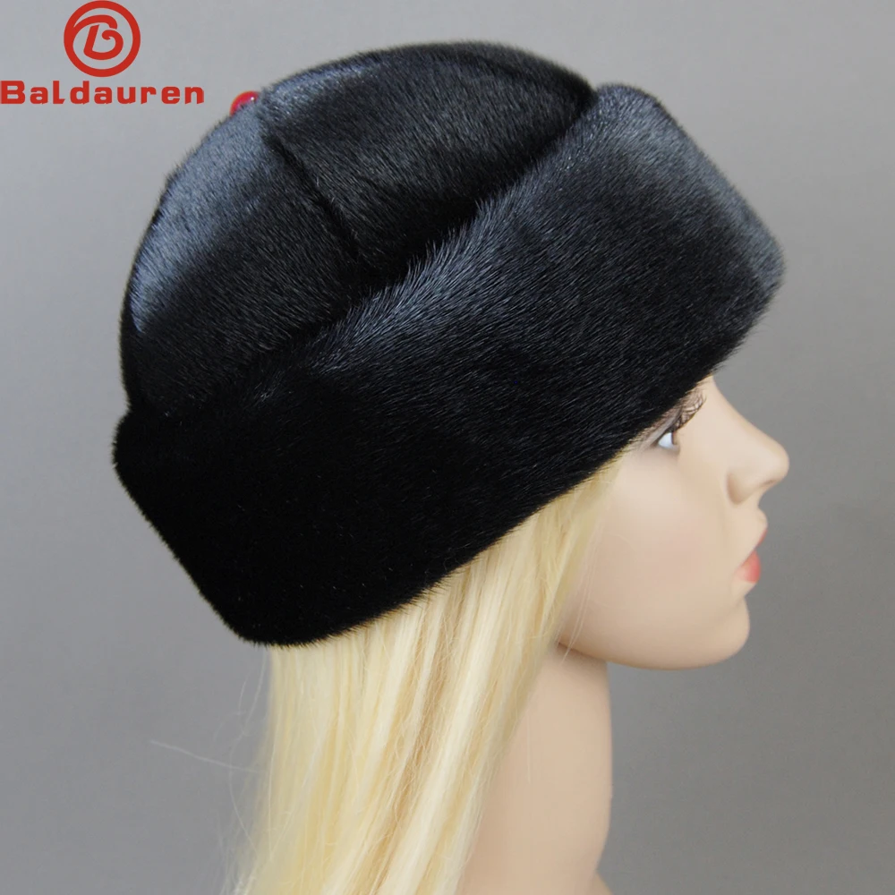 2023 Fashion Winter Thickened Genuine Mink Fur Bomber Hat For Woman Fur Hats Warm Chapeau Motorcycle Russian New Style Mink Caps
