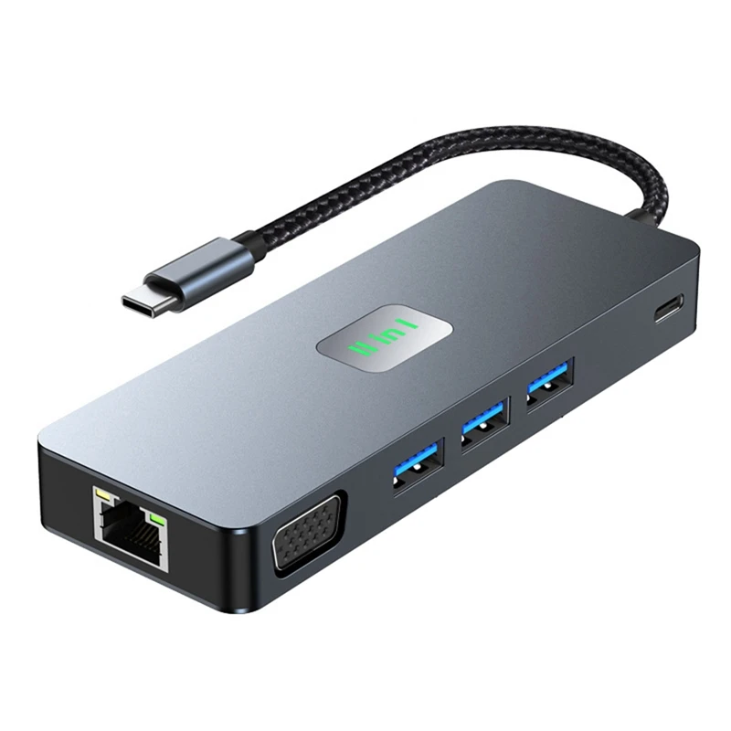 Док-станция USB-концентратор 11 в 1 док-станция 3.1 Type-C HD + DP VGA трехэкранный