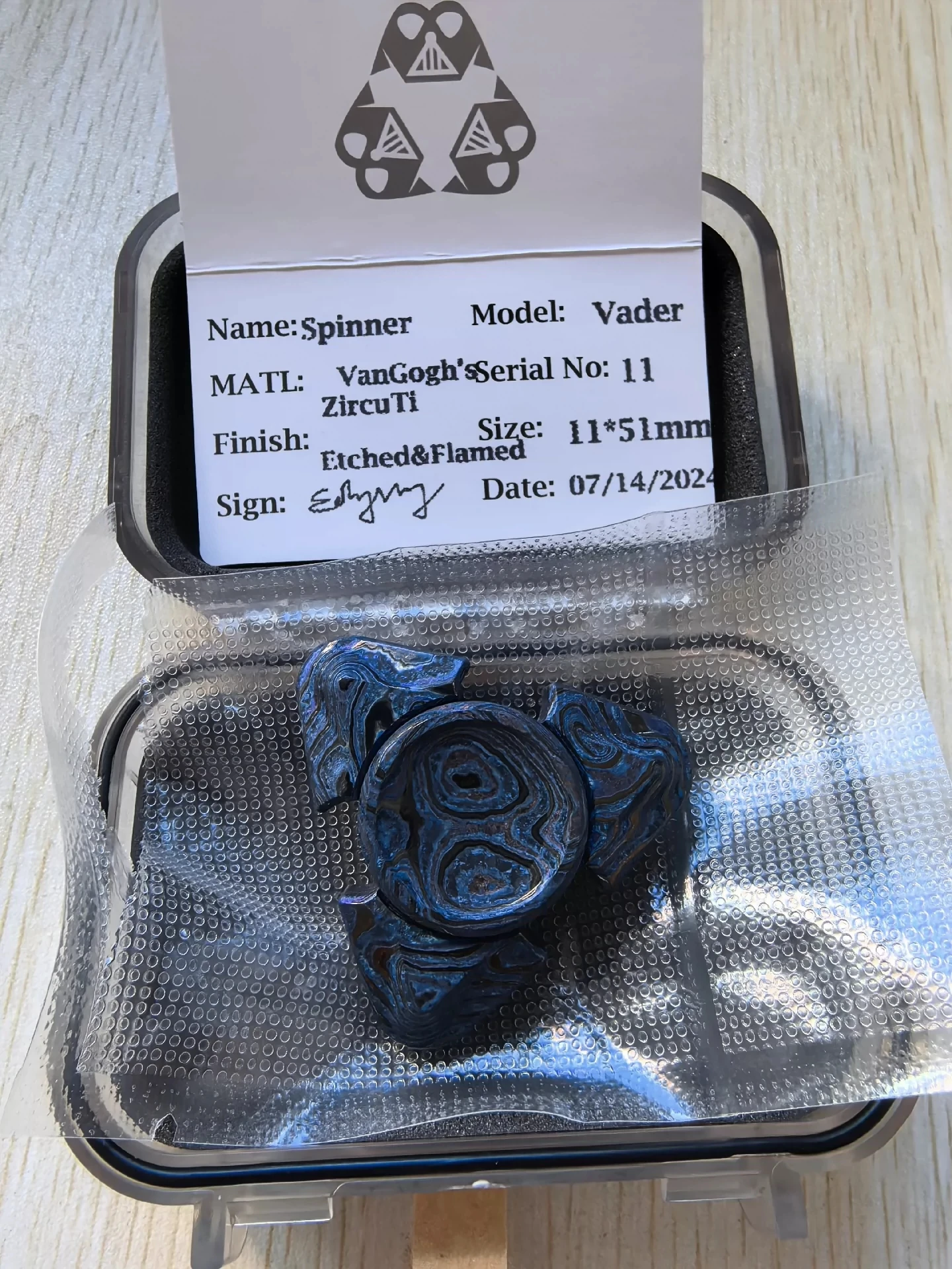 Лимитированный выпуск гироскоп на кончик пальца Njt Вейдер циркониевая лошадь