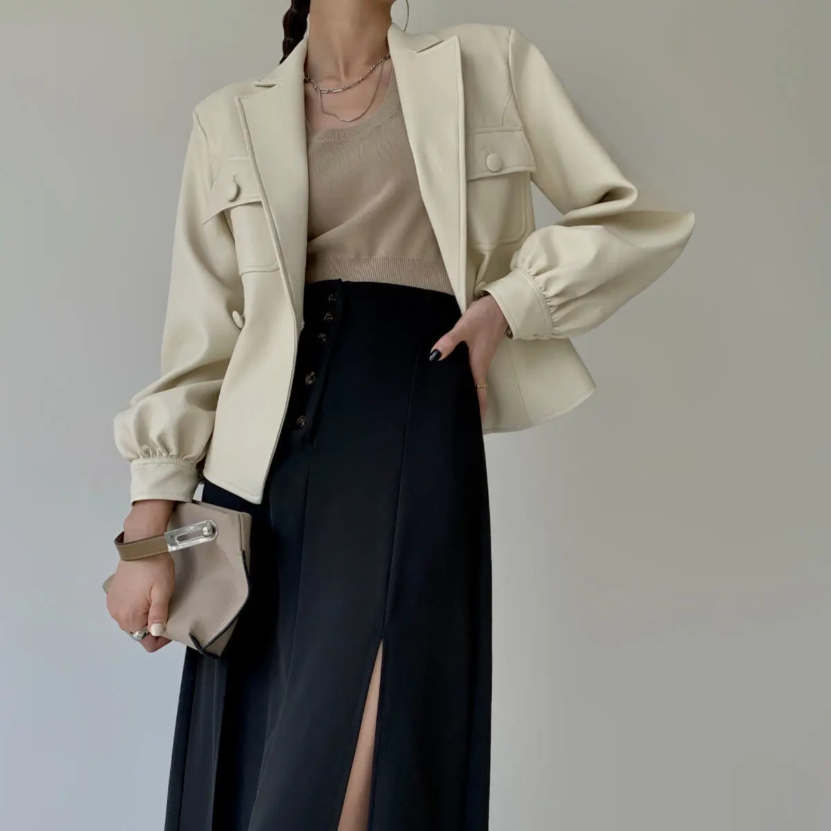 Autumn Spring New Leather Jacket 2022 Women's Spring PU Single Button Coat Fit Waist Motorcycle Fashion Jacket Street Outwear