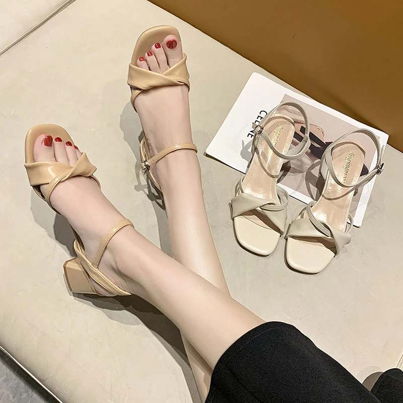 

Summer Sandals For Women 2021 Thick Heeled Outdoor Women Shoes High Heels Slides Women's Buckle Sandals Open Toe Shoes