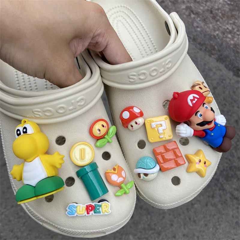 Пряжка для обуви Super Mario Bros мультяшная фигурка Марио Луиджи Йоши подвески