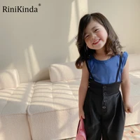 rinikinda girls clothes set 2022 teen cute new korean casual vest and overalls wide leg pants fashion children two piece suit