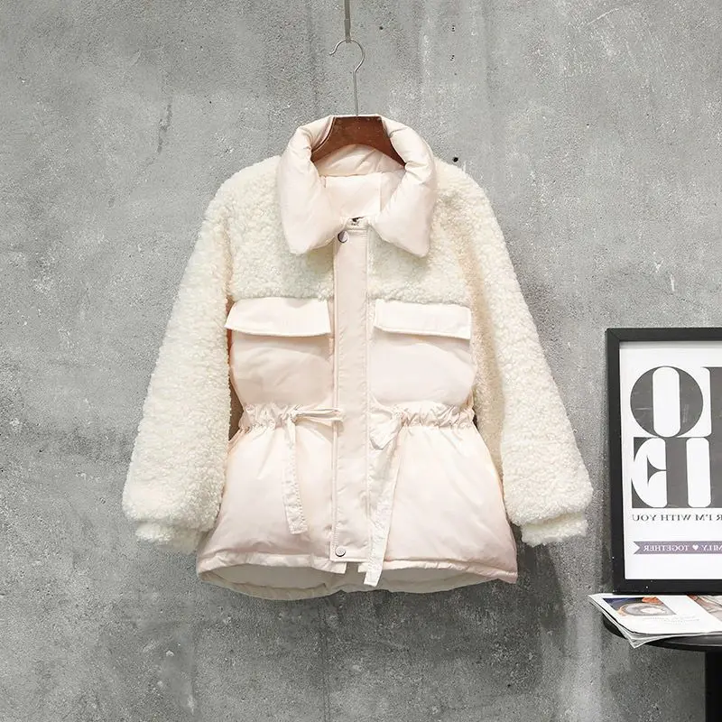 Oversize Woman Parkas Warm Jacket Beige Black Cotton Padded Coat 2022 New Fashion Zipper Loose Casual Long Winter Coat Thick