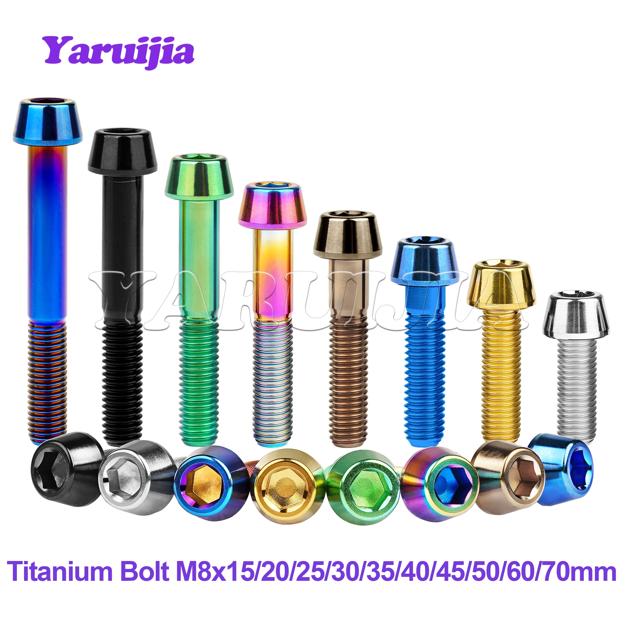 Фото Yaruijia Titanium Bolt M8x15-70mm DIN912 Cylindrical Head Hex Screw is Used for Motorcycle Car Modification №1