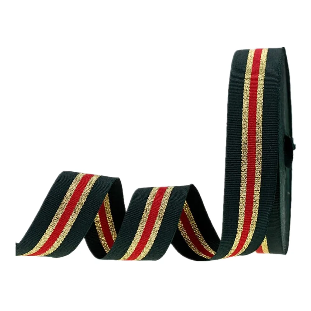 

10 yard 1" Polyester Grosgrain Ribbon Stripe Ribbon for Crafts Gift Belt Christmas Home Decoration