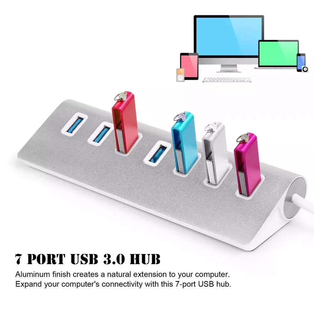 

Port Aluminum Multi USB 3.0 USB 2.0 HUB High Speed USB Splitter Card Reader 5Gbps For PC Laptop Mac iMac MacBook Pro