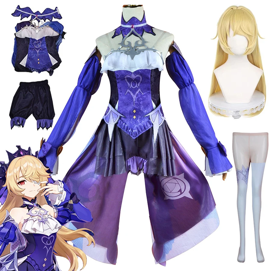 

Костюм для косплея Genshin Impact Fischl Ein Dive nachtstraum, костюм из аниме игры, парик, костюм, женская одежда для вечеринки на Хэллоуин