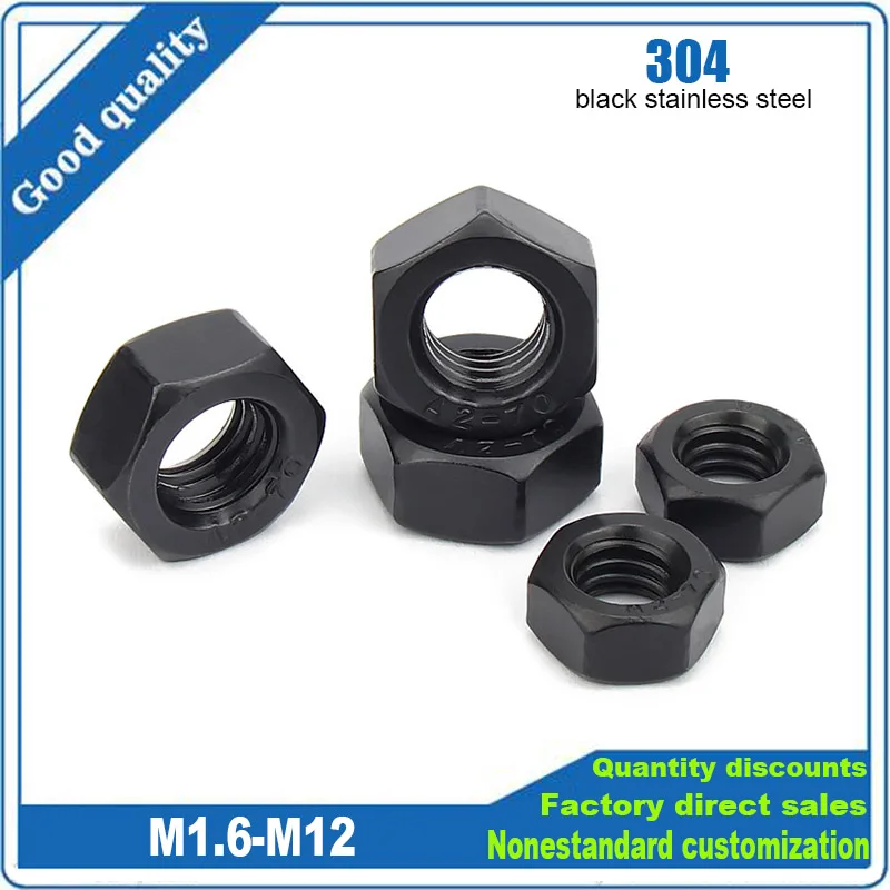 

2/50 шт. шестигранные гайки TINGGOO из нержавеющей стали 304 черные M1.6-M12