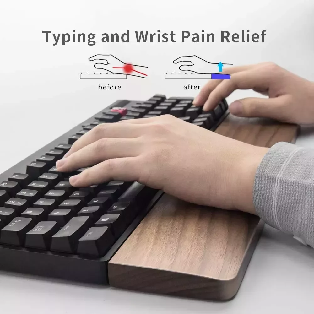 in Wooden Keyboard Wrist Rest Ergonomic Gaming Desk Wrist Pad Easy Typing Pain Relief Durable Comfortable tablet mini  key enlarge