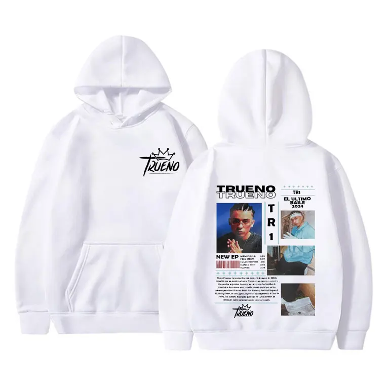 Hip Hop Rapper Trueno El Ultimo Baile 2024 Graphic Hoodie Men Women Oversized Pullover Male Fashion Vintage Hooded Sweatshirt