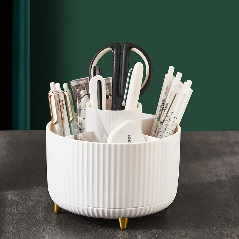 

360 Degree Rotating Pen Holder Large Capacity Pen Pencil Pot Plastic Stationery Desk Organizer Box Makeup Brush Rack