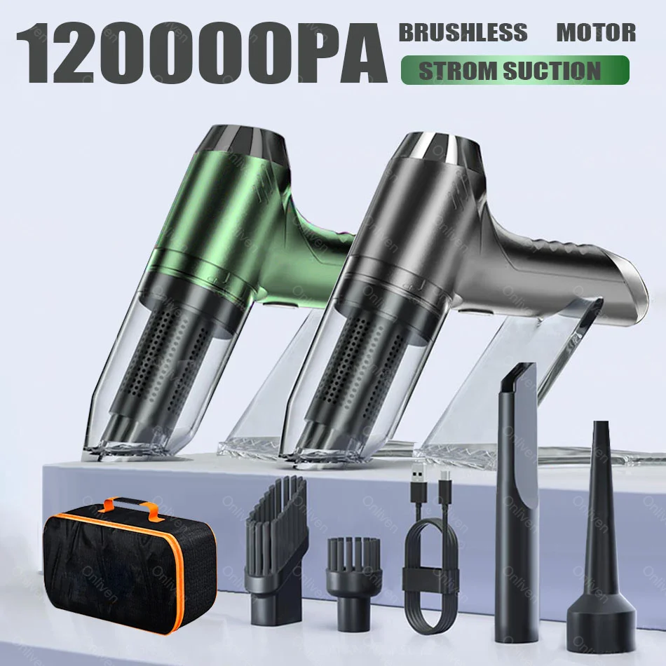 

120000PA Car Vacuum Cleaner Portable Handheld Strong Suction Wireless Cleaning Machine Auto Robot Accessories Home Appliance