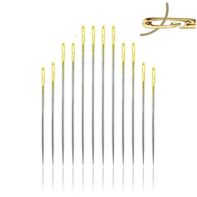 

12PCS Self-threading sewing needle stainless steel quick automatic threading needle sewing needle DIY Apparel Sewing Needles