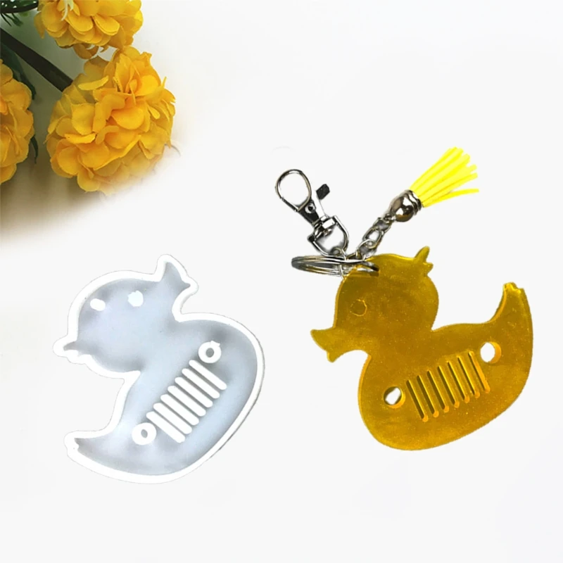 

Diy Duck Keychain Silicone Mold with Hole Keyring Pendant Handmade Mold for Valentine's Day Gift Jewelry Making