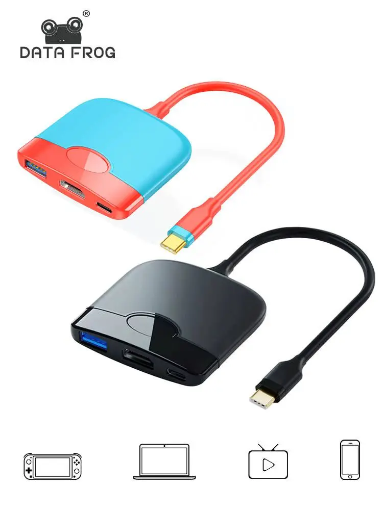 DATA FROG Portable Docking Station Compatible-Nintendo Switch 3 In 1 TV Dock HDMI-compatible Adapter USB 3.0 Hub For Macbook Pro